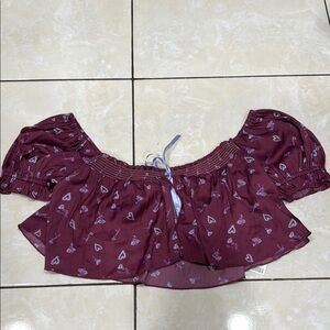 Women's Off-Shoulder Maroon Top